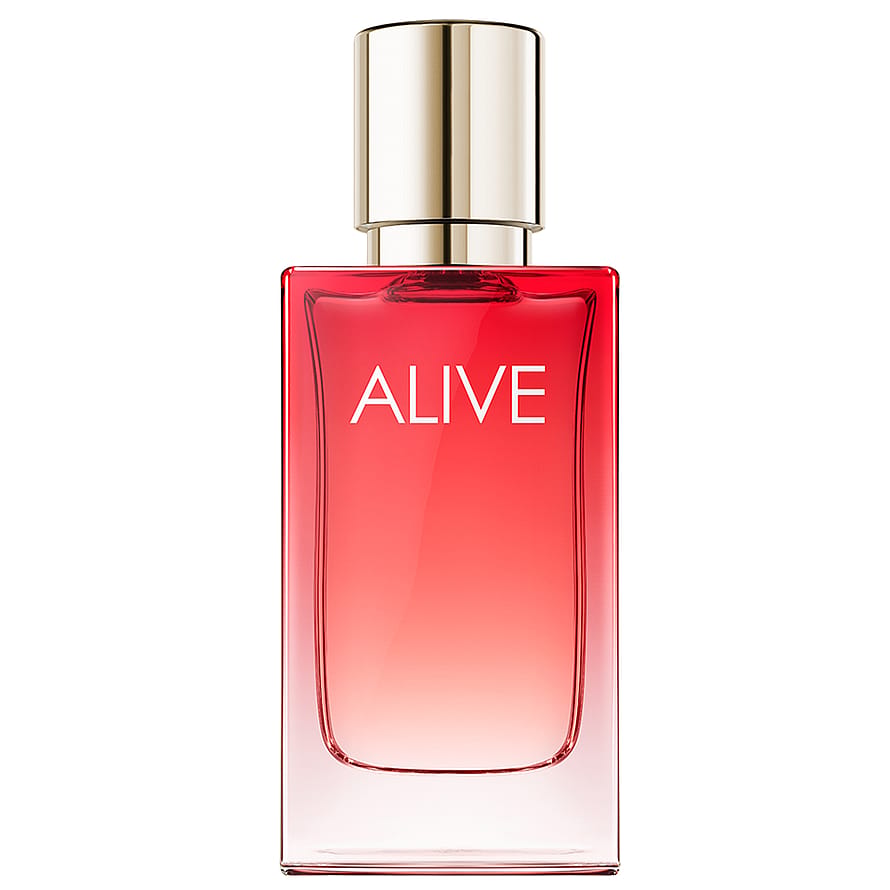 Hugo Boss Alive Intense damparfym i stilren flaska på vit bakgrund