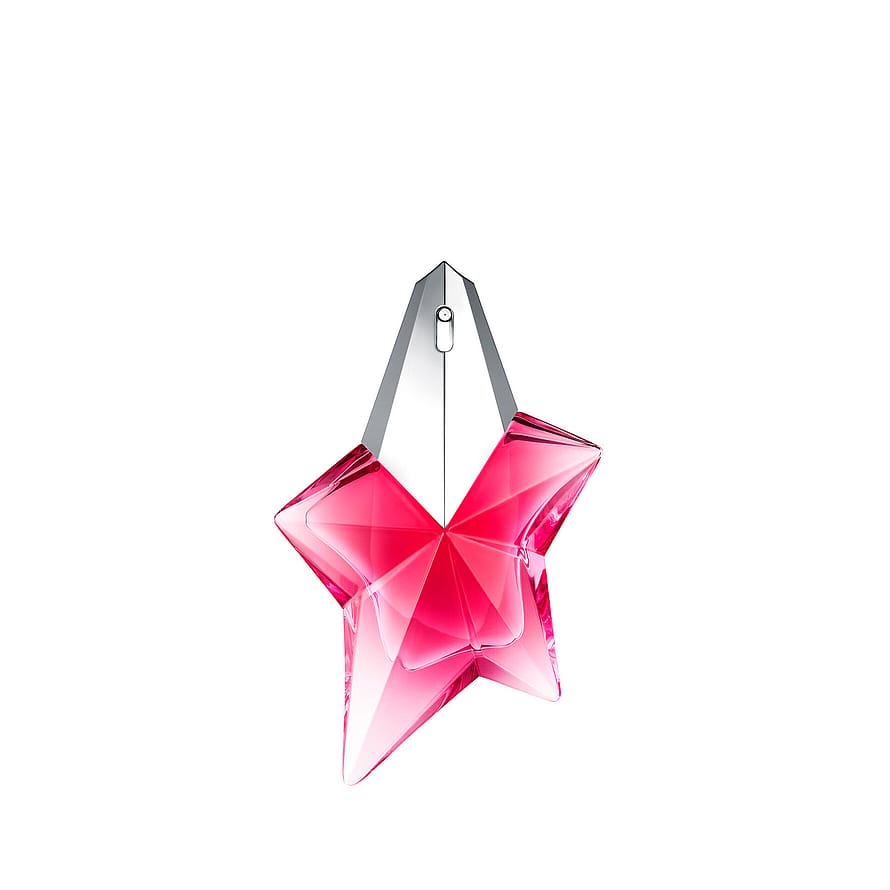 Rosa parfymflaska Mugler Angel Nova för damer på vit bakgrund