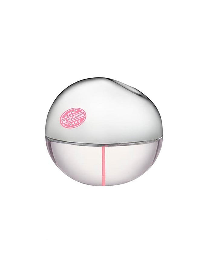 Klar parfymflaska med grön kork för damparfym Dkny Be Extra Delicious