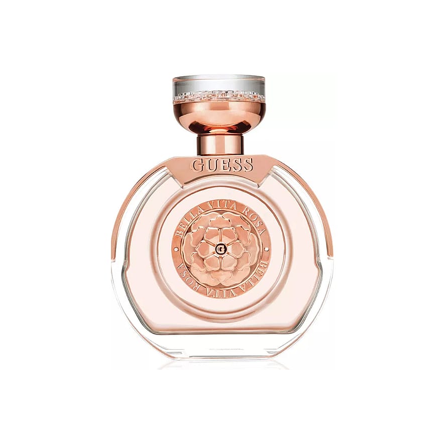 Guess Bella Vita Rosa parfymflaska i elegant design, damparfym på vit bakgrund