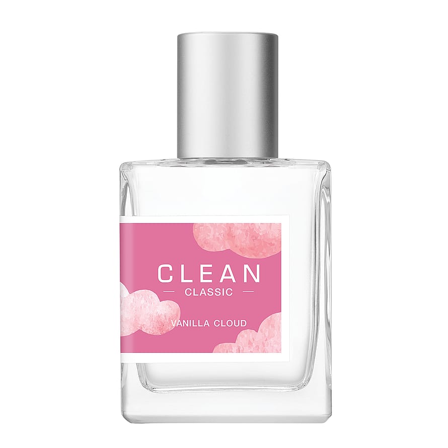 Clean Classic Vanilla Cloud parfymflaska för damer mot ljus bakgrund