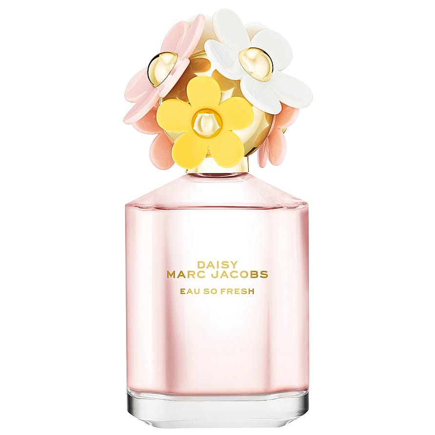 Marc Jacobs Daisy Eau So Fresh parfymflaska, feminin och floral damparfym med färgglad blommig kork