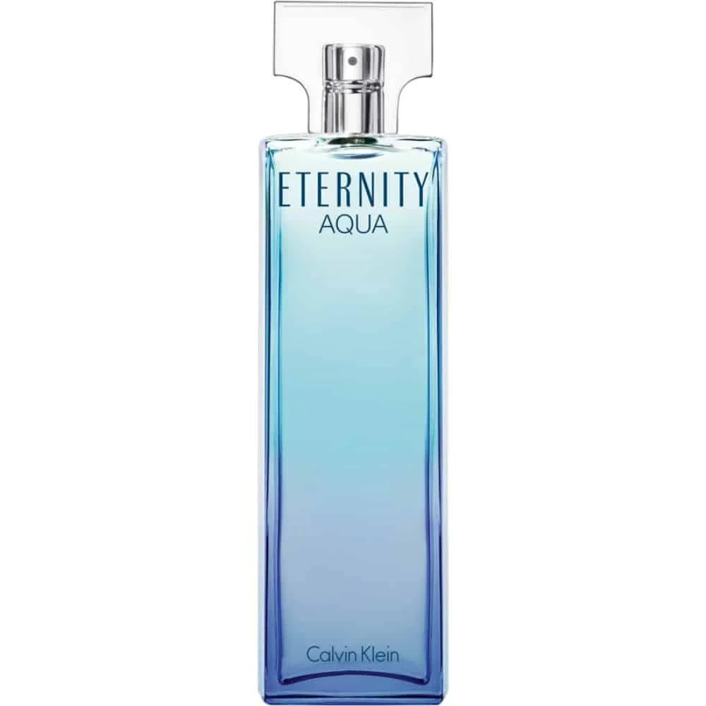 Genomskinlig parfymflaska med Calvin Klein Eternity for Men, stilren design, herrparfym på vit bakgrund