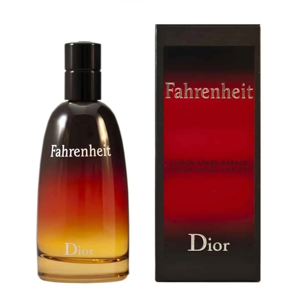 Christian Dior Fahrenheit herrparfymflaska på vit bakgrund