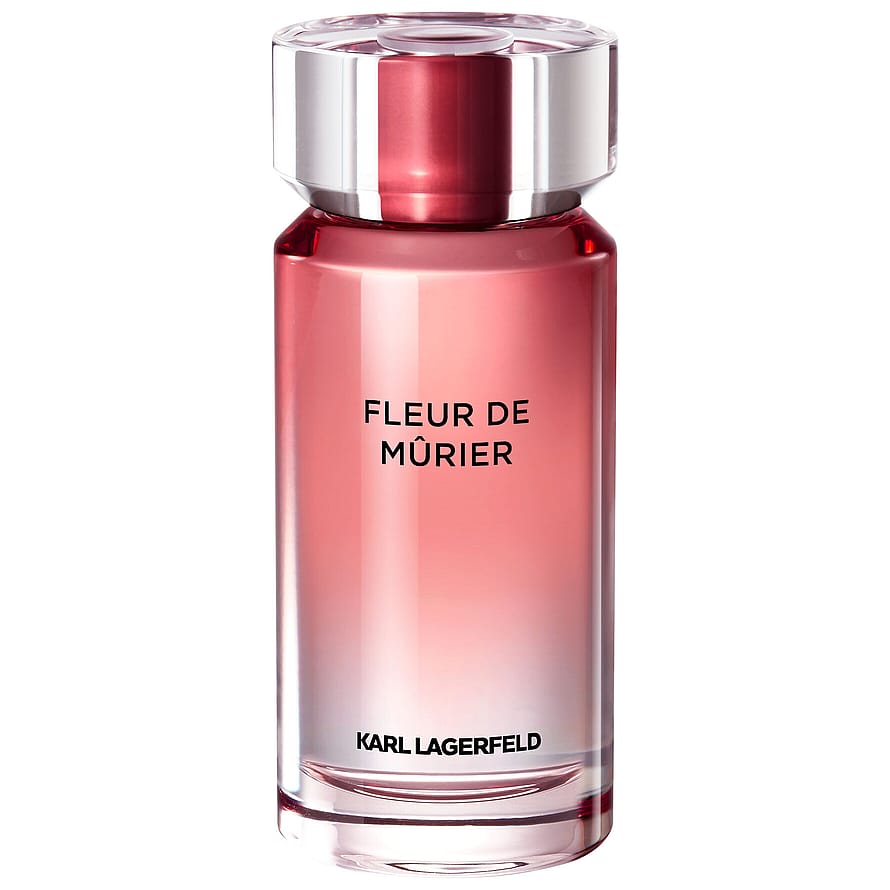 Karl Lagerfeld Fleur de Mürier parfymflaska, stilren design, damparfym, placerad på vit bakgrund
