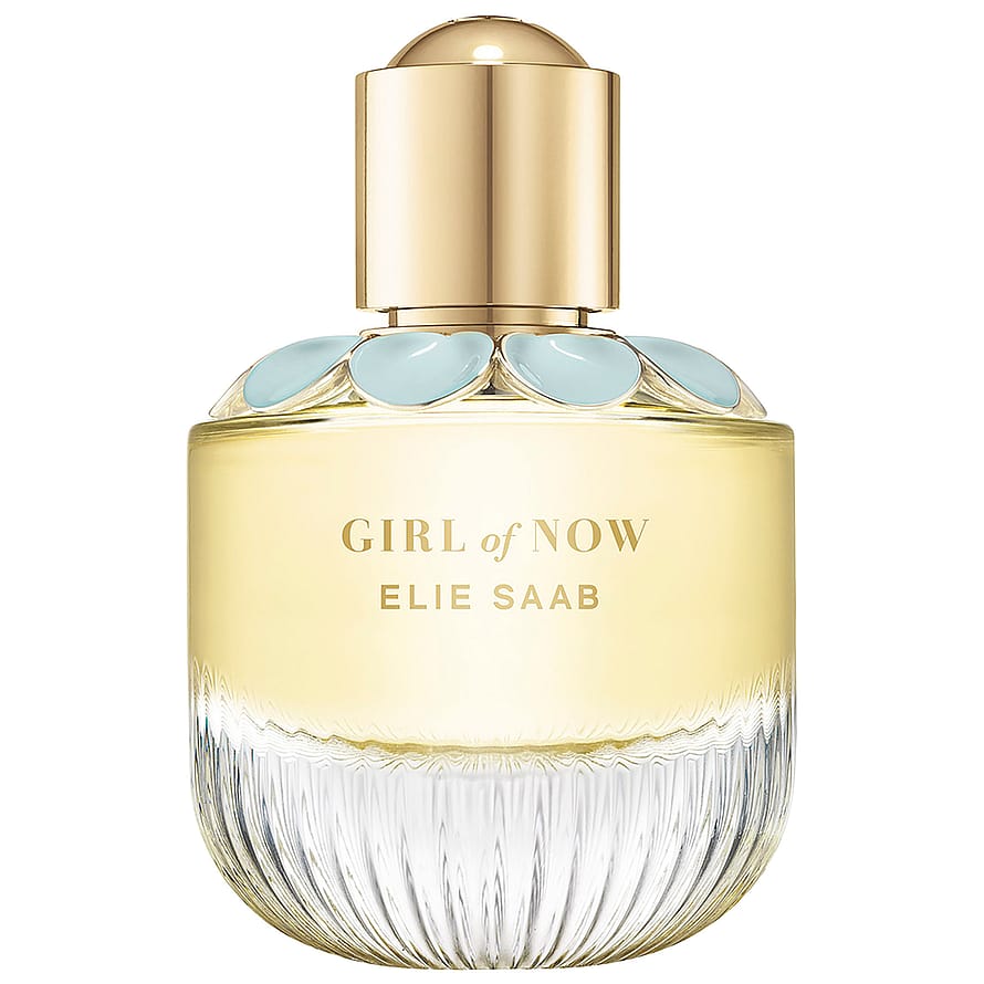 Elegant parfymflaska Elie Saab Girl Of Now Lovely, damparfym, mot ljus bakgrund