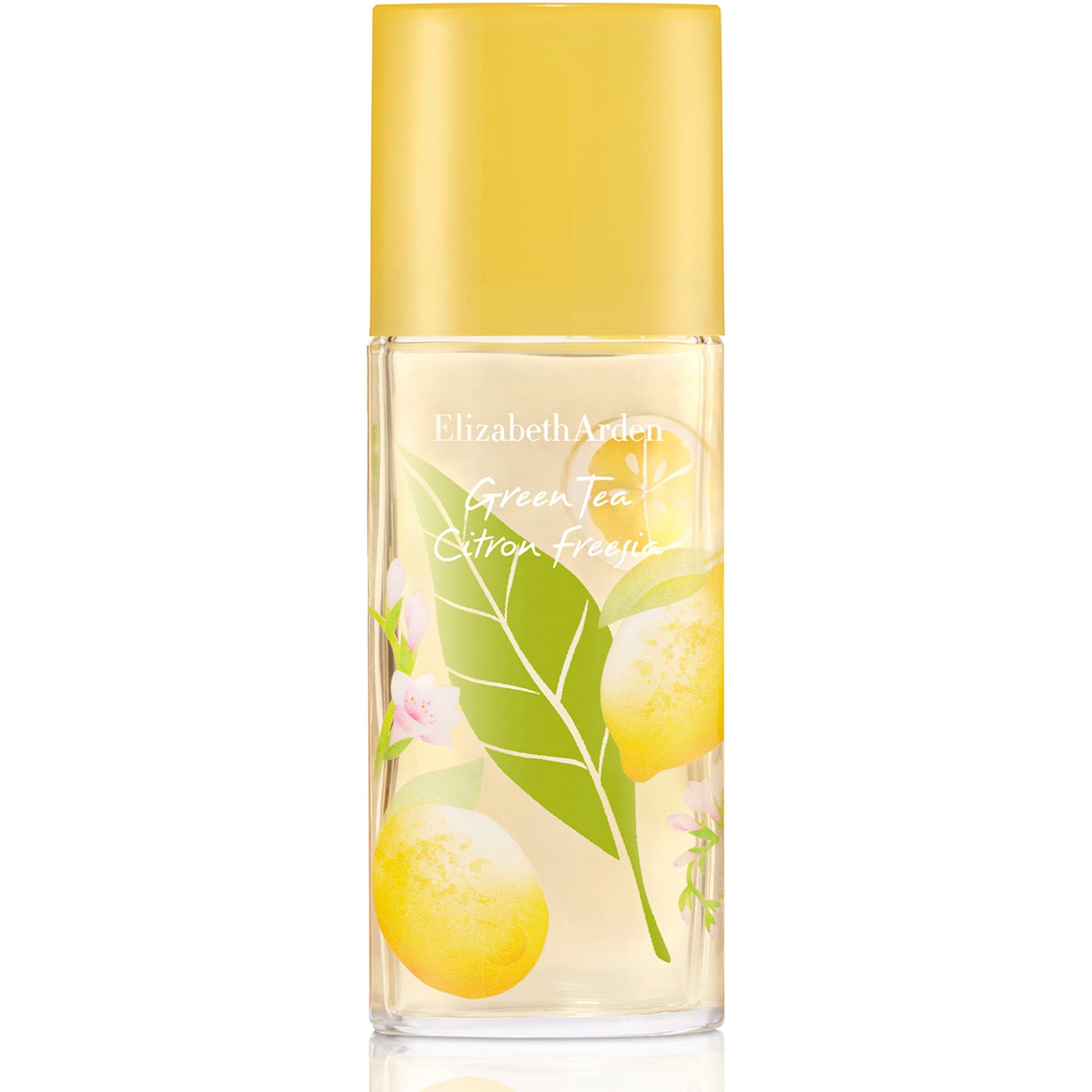 Elizabeth Arden Green Tea Citron Freesia parfymflaska mot vit bakgrund