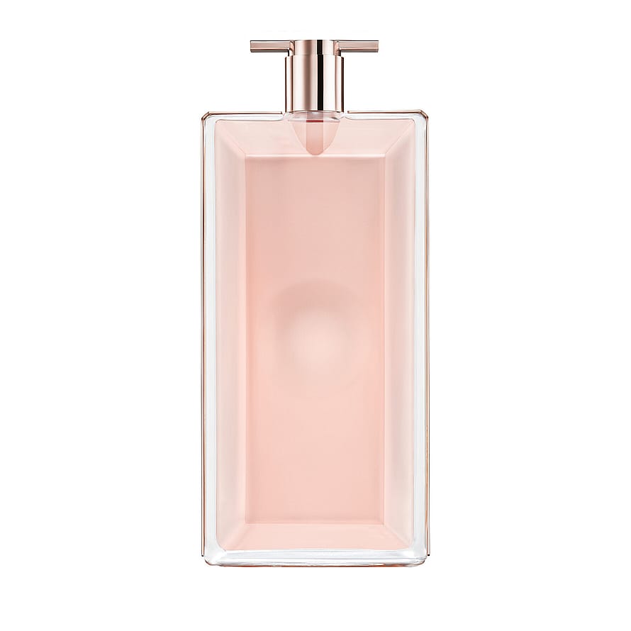 Elegant Lancôme Idôle parfymflaska i roséguld, damparfym på vit bakgrund