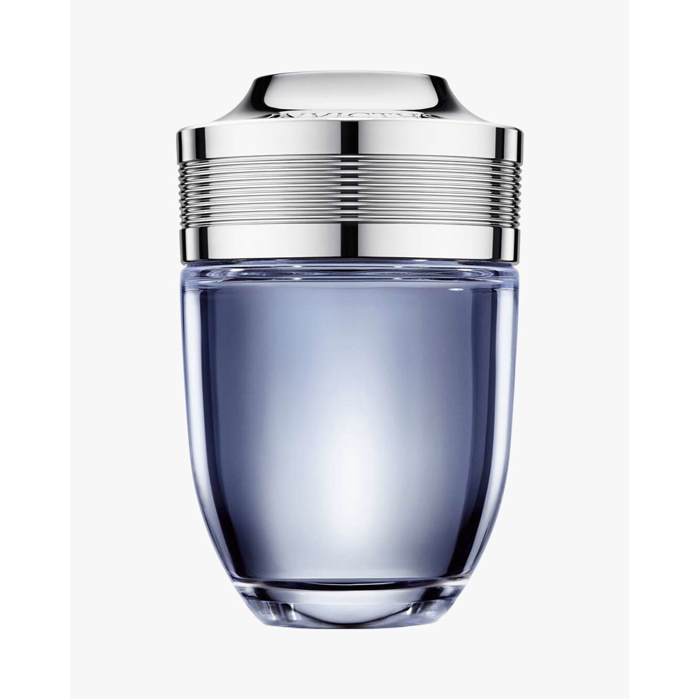 Kraftfull parfymflaska Paco Rabanne Invictus för herrparfym i silver och glas