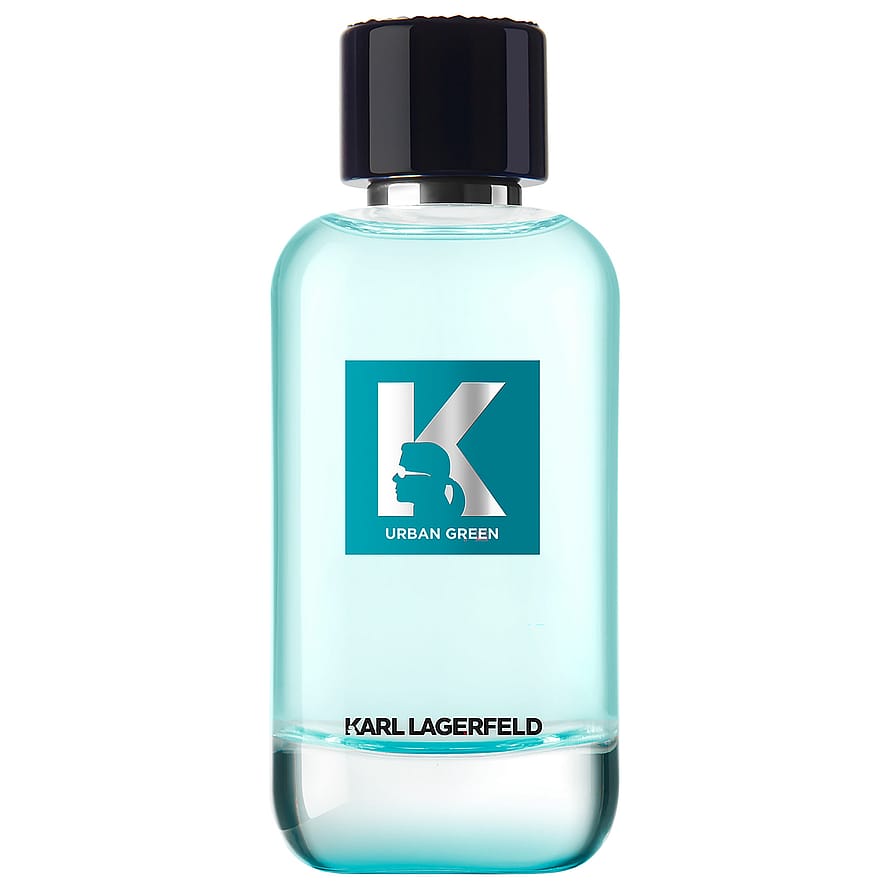 Karl Lagerfeld Jeans Urban Green herrparfym, stilren parfymflaska i grönt och silver