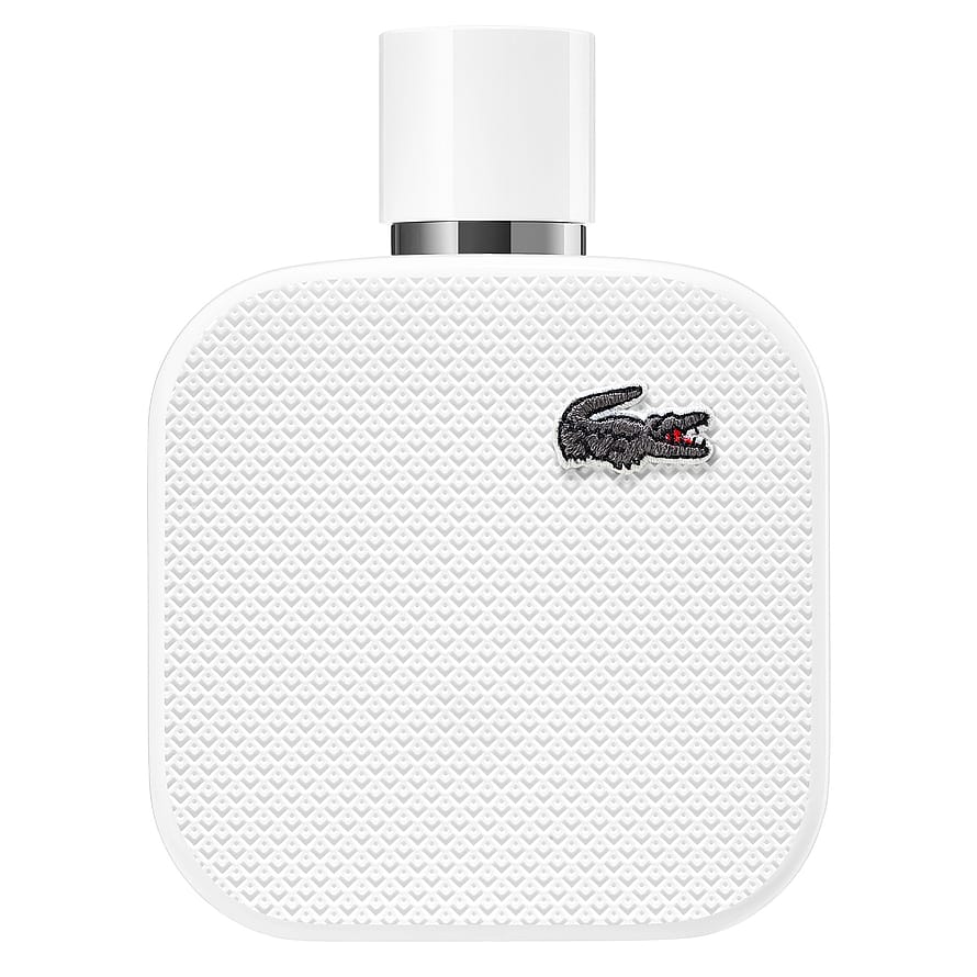 Lacoste L.12.12 Blanc herrparfymflaska på vit bakgrund