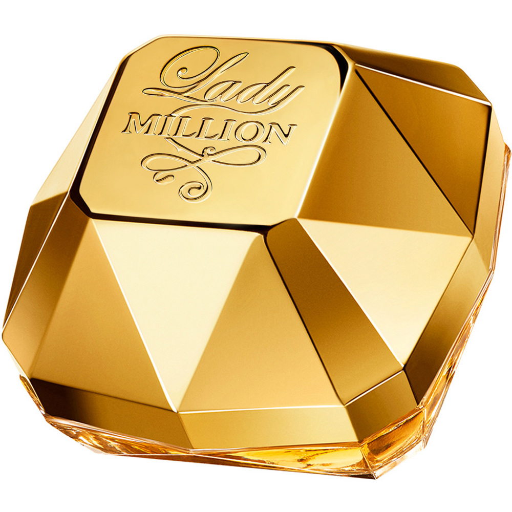 Gyllene parfymflaska Paco Rabanne Lady Million, damparfym