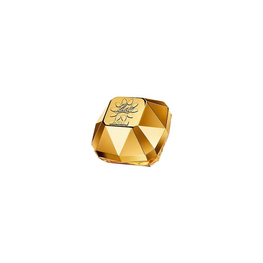 Elegant parfymflaska Rabanne Lady Million Royal i glänsande guldtoner