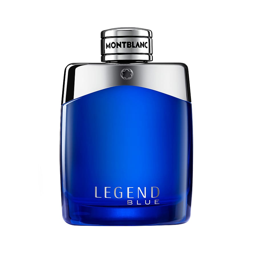 Montblanc Legend Blue herrparfymflaska mot vit bakgrund