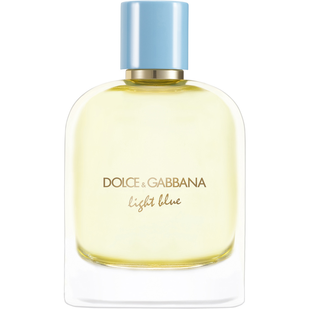Herrparfym Dolce & Gabbana Light Blue Pour Homme, elegant blå och silver parfymflaska