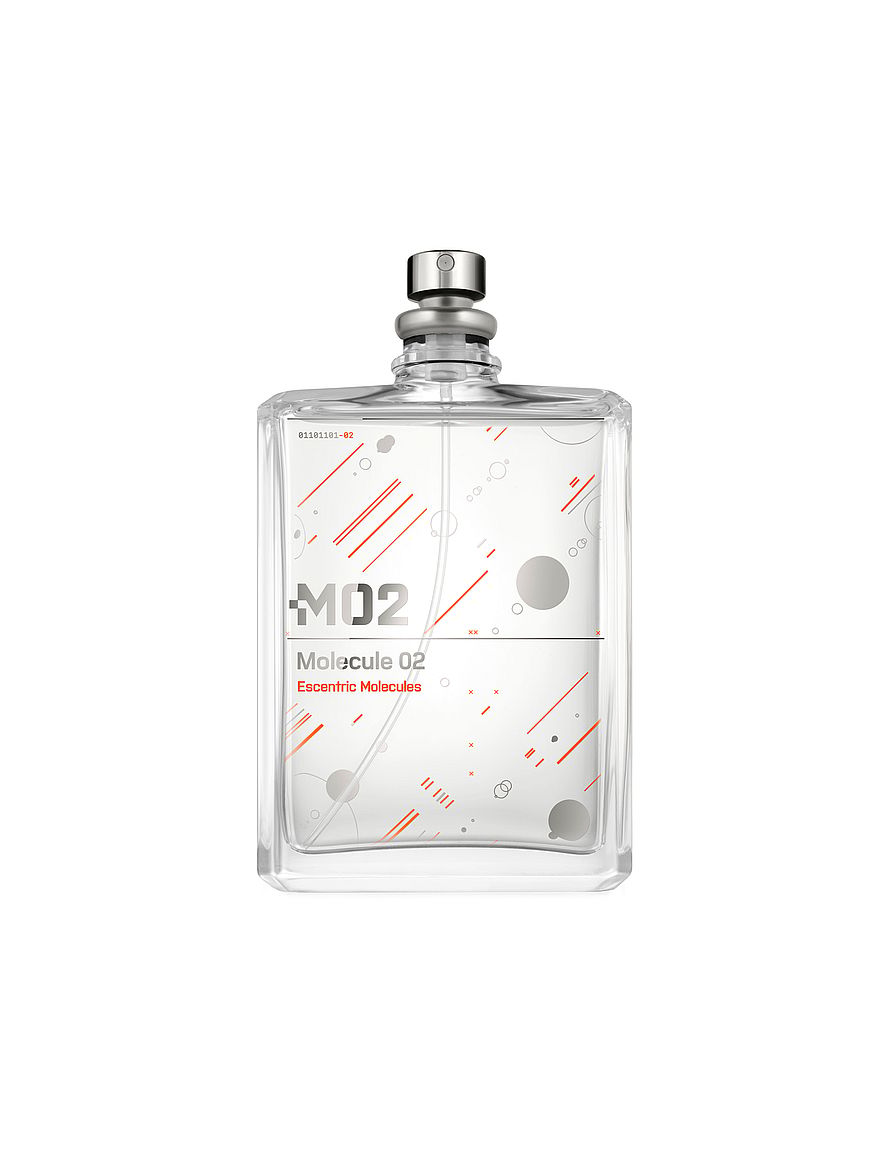 Transparent parfymflaska Escentric Molecules Molecule 02 för damer mot vit bakgrund