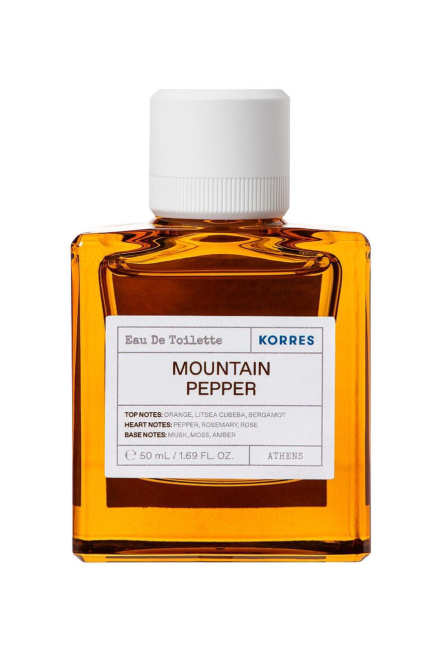 Korres Mountain Pepper parfymflaska för damer på vit bakgrund