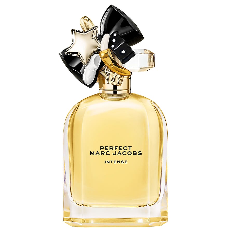 Marc Jacobs Perfect Intense parfymflaska i elegant design på mörk bakgrund