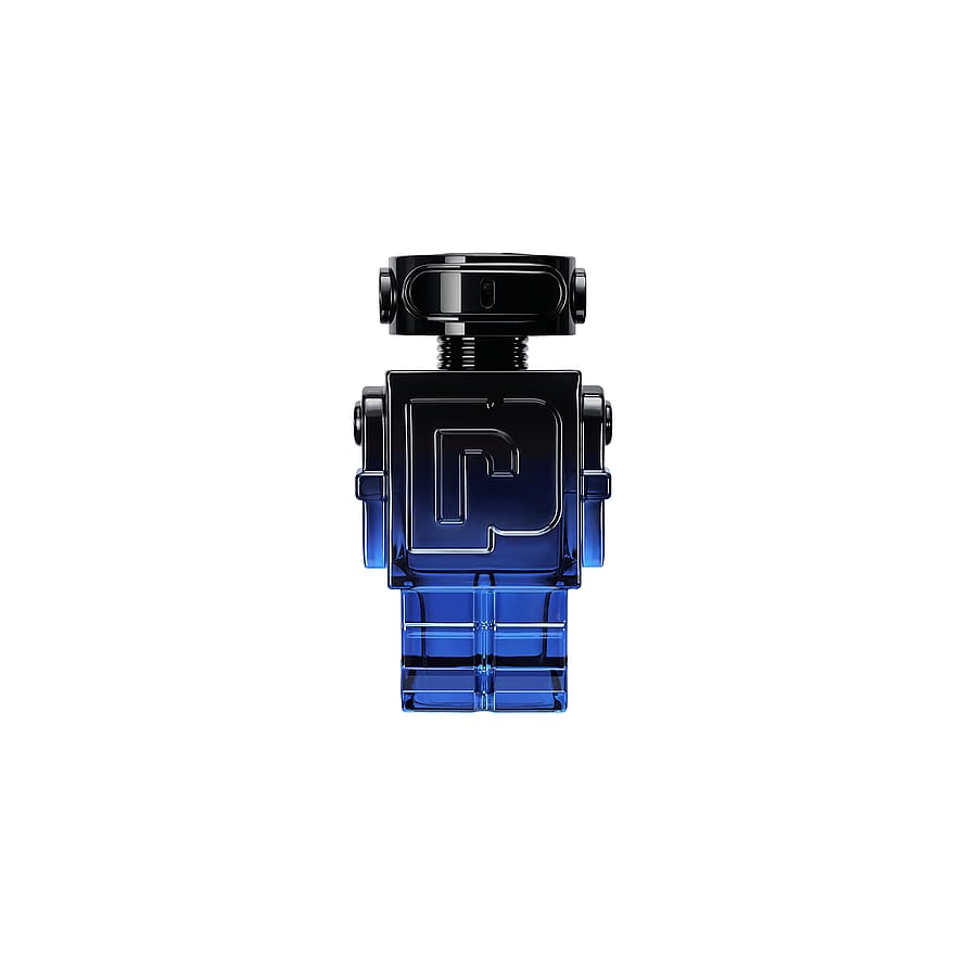 Stilren parfymflaska Rabanne Phantom Intense i metallisk design, herrparfym