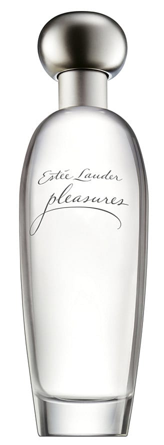 Estée Lauder Pleasures damparfymflaska på vit bakgrund