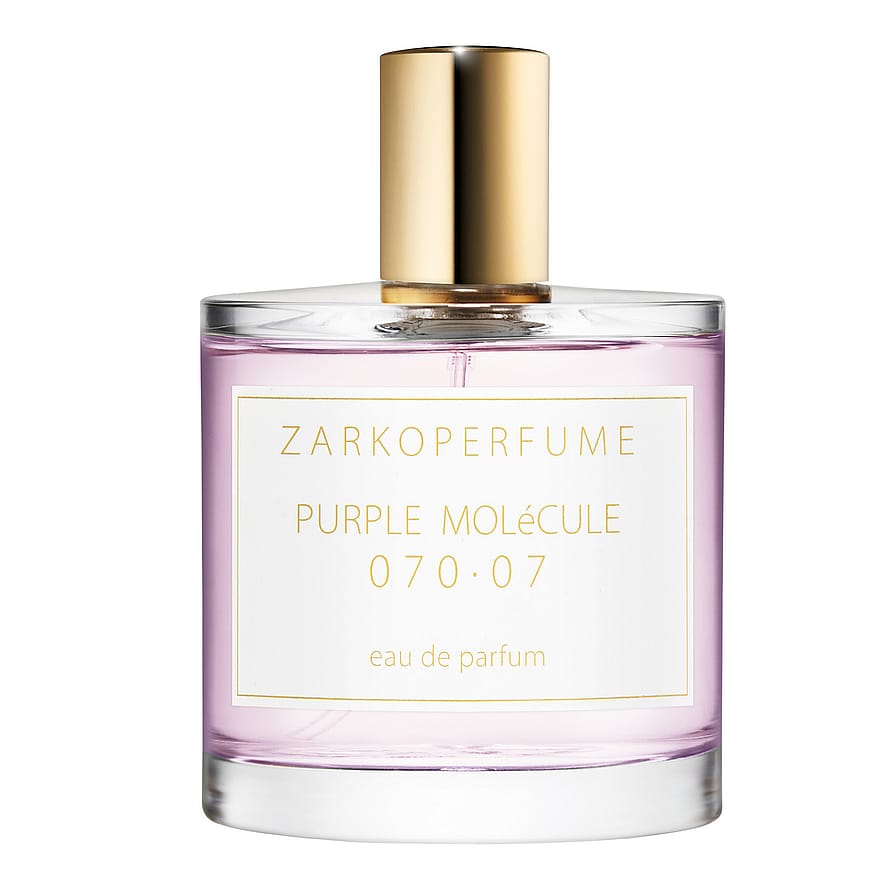 Zarkoperfume Purple MOLéCULE 070.07 parfymflaska för kvinnor på vit bakgrund