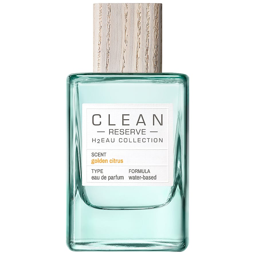 Parfymflaska Clean Reserve H2EAU Golden Citrus för damer på vit bakgrund