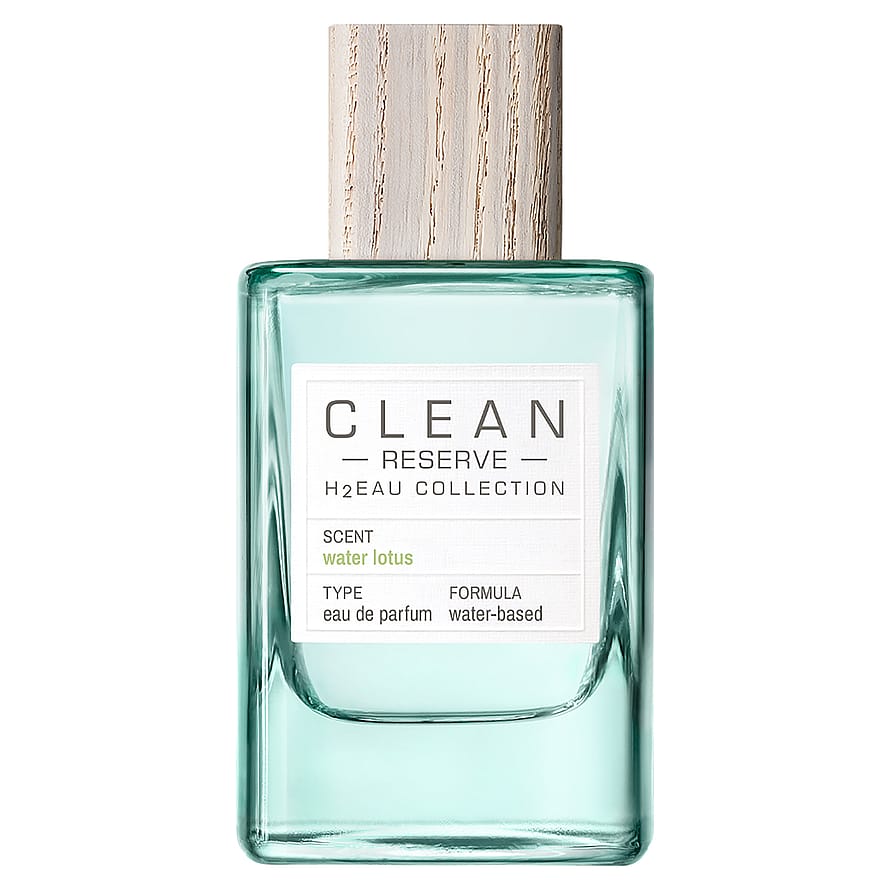 Elegant parfymflaska Clean Reserve H2EAU Water Lotus, damparfym, mot neutral bakgrund
