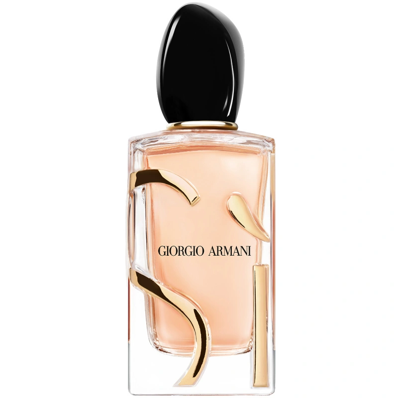 Elegant parfymflaska Armani Si i glas med svart kork för damparfym