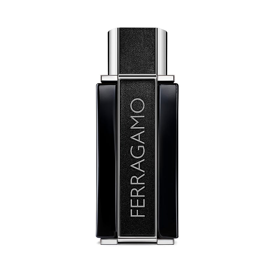 Elegant herrparfymflaska Ferragamo Sublime Leather i brunt läderutförande