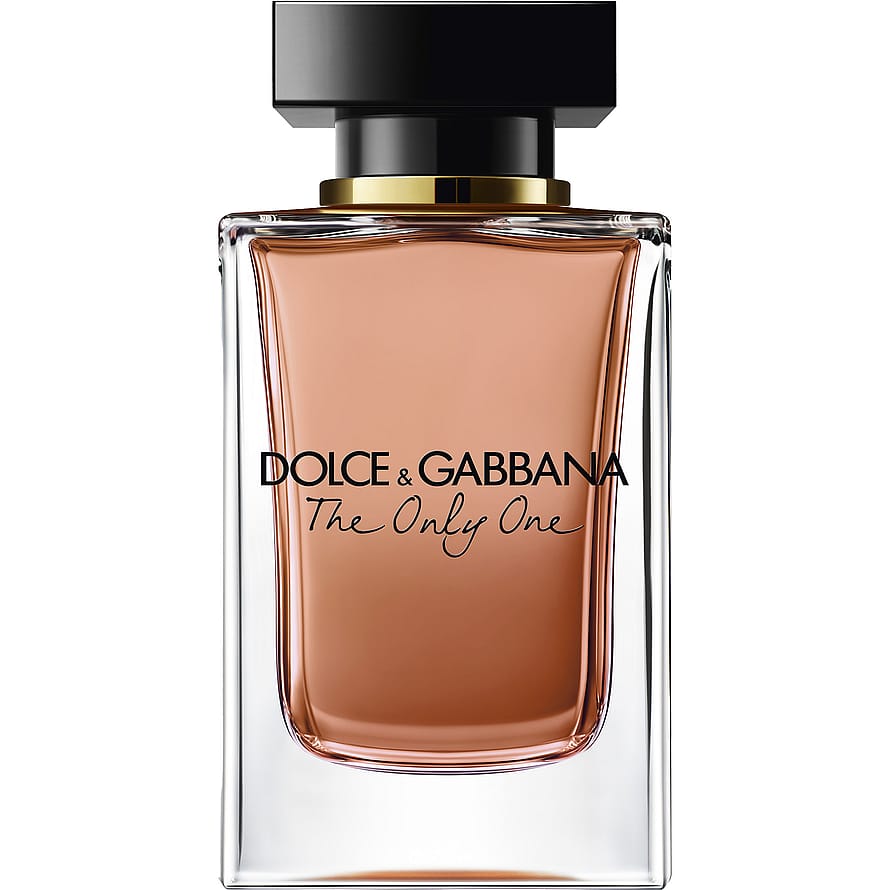 Stilren parfymflaska Dolce & Gabbana The Only One, damparfym på vit bakgrund