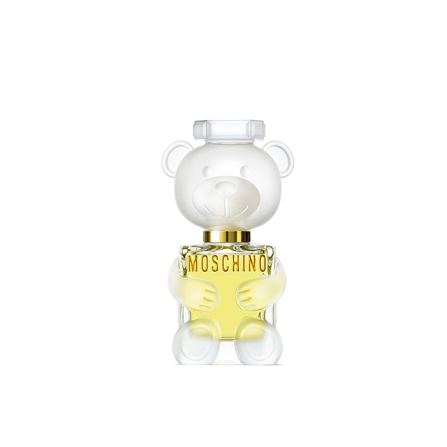 Elegant Moschino Toy 2 parfymflaska i form av en björn, damparfym med transparent glas och guldiga detaljer
