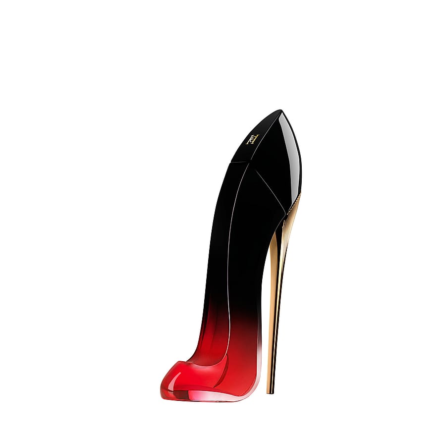 Röd parfymflaska med hög klack, Carolina Herrera Very Good Girl Elixir, damparfym