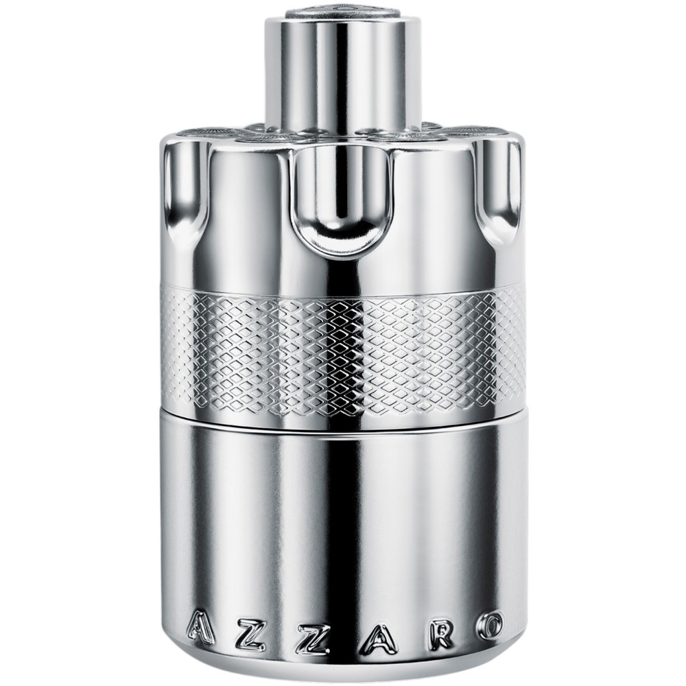 Azzaro Wanted parfymflaska för herrar i elegant design på vit bakgrund